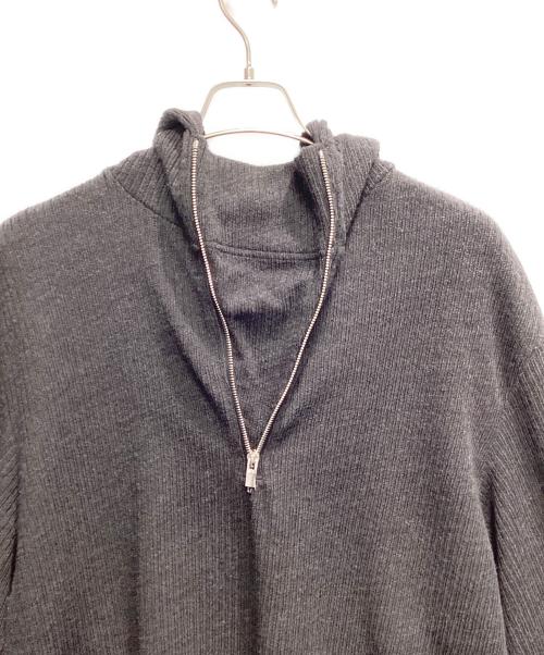 VEIN（ヴェイン）VEIN (ヴェイン) WO/PE QUARTER GAUGE KNIT HOODED PULLOVER SHIRT チャコールグレー サイズ:2の古着・服飾アイテム