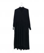 Curensologyカレンソロジー）の古着「ウールハイネックギャザーワンピース CL009134ER」｜ブラック