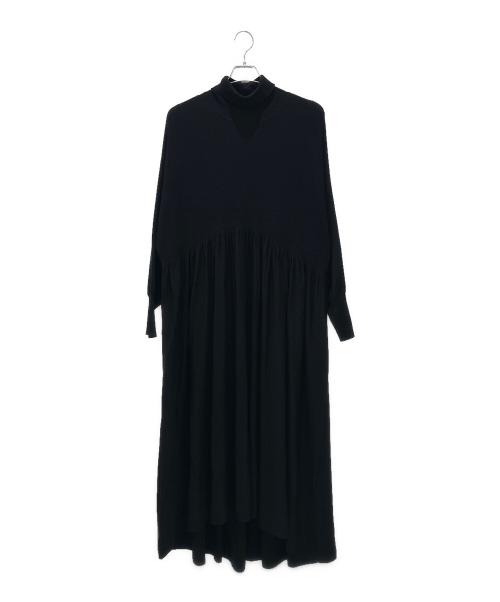 Curensology（カレンソロジー）Curensology (カレンソロジー) ウールハイネックギャザーワンピース CL009134ER ブラック サイズ:freeの古着・服飾アイテム