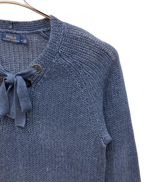 POLO RALPH LAUREN（ポロ・ラルフローレン）POLO RALPH LAUREN (ポロ・ラルフローレン) リネンVネックニット ネイビー サイズ:Mの古着・服飾アイテム