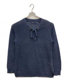 POLO RALPH LAUREN（ポロ・ラルフローレン）の古着「リネンVネックニット」｜ネイビー