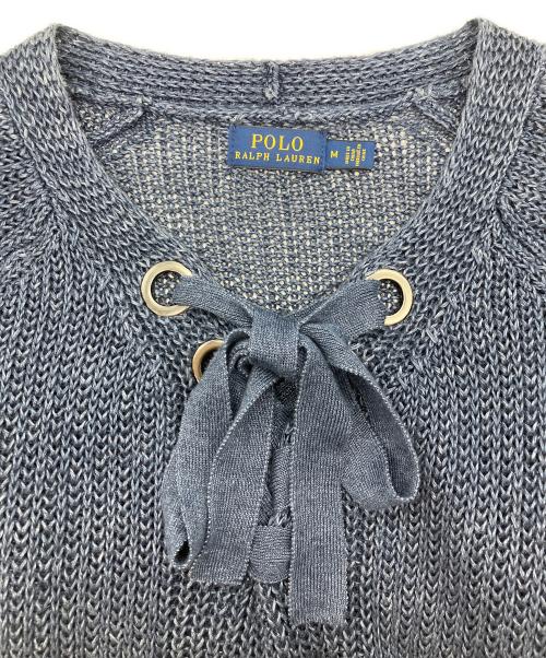 POLO RALPH LAUREN（ポロ・ラルフローレン）POLO RALPH LAUREN (ポロ・ラルフローレン) リネンVネックニット ネイビー サイズ:Mの古着・服飾アイテム