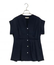 THE PERMANENT EYE×TARO HORIUCHI（ザ パーマネント アイ×タロウホリウチ）の古着「Vネックペプラムブラウス」｜ブラック