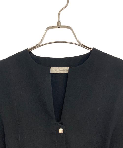 THE PERMANENT EYE（ザ パーマネント アイ）THE PERMANENT EYE (ザ パーマネント アイ) TARO HORIUCHI (タロウホリウチ) Vネックペプラムブラウス ブラック サイズ:SIZE 0の古着・服飾アイテム
