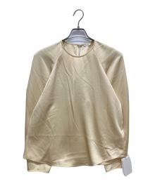 CLANE（クラネ）の古着「CONSTRUCTIVE SATIN BLOUSE　コンストラクティブサテンブラウス」｜ベージュ