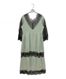 styling/（スタイリング）の古着「リバーレースパフスリーブワンピース」｜グリーン