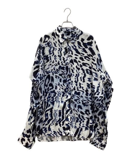 JOHN LAWRENCE SULLIVAN（ジョン ローレンス サリバン）JOHN LAWRENCE SULLIVAN (ジョン ローレンス サリバン) LEOPARD PRINT CUT-OFF SHIRT ブルー サイズ:0Sの古着・服飾アイテム