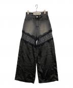 PRANK PROJECTプランクプロジェクト）の古着「Denim Lace Blocking Pants」｜ブラック