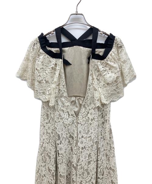 Rouge vif（ルージュヴィフ）Rouge vif (ルージュヴィフ) バイカラーリボンレースワンピース アイボリー サイズ:FREEの古着・服飾アイテム