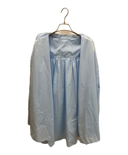 LE PHIL（ル フィル）LE PHIL (ル フィル) ライトタイプライターギャザーブラウス ブルー サイズ:freeの古着・服飾アイテム