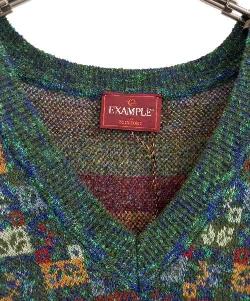 EXAMPLE by MISSONI（イグザンプルバイミッソーニ）EXAMPLE BY MISSONI (イグザンプルバイミッソーニ) 総柄ニットベスト グリーン サイズ:Sの古着・服飾アイテム