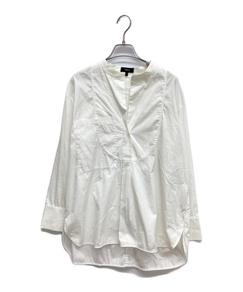 theory（セオリー）theory (セオリー) スタンドカラープルオーバーシャツ ホワイト サイズ:Ｓの古着・服飾アイテム