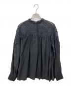 IENAイエナ）の古着「レースコンビシアーブラウス」｜ブラック