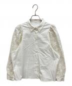 VERMEIL par ienaヴェルメイユ パー イエナ）の古着「レースコンビ ボリュームスリーブブラウス」｜ホワイト