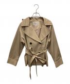 JUSGLITTYジャスグリッティー）の古着「撥水フード付きショートトレンチコート」｜ベージュ