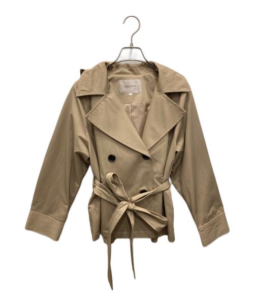 JUSGLITTY（ジャスグリッティー）JUSGLITTY (ジャスグリッティー) 撥水フード付きショートトレンチコート ベージュ サイズ:1の古着・服飾アイテム