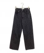 Lily Brownリリーブラウン）の古着「CANDY STOCK ビジューデニムパンツ」｜ブラック