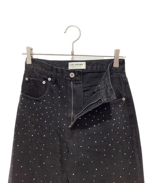Lily Brown（リリーブラウン）Lily Brown (リリーブラウン) CANDY STOCK ビジューデニムパンツ ブラックの古着・服飾アイテム