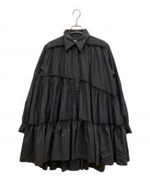 THE TOE（ザ・トゥー）の古着「Pennsylvania shirt onepiece　ペンシルバニアシャツワンピース　フリルワンピース　チュニック」｜ブラック