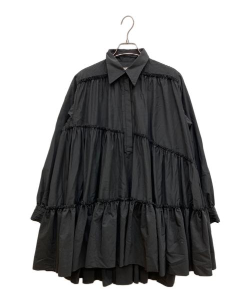 THE TOE（ザ・トゥー）THE TOE (ザ・トゥー) Pennsylvania shirt onepiece　ペンシルバニアシャツワンピース　フリルワンピース　チュニック ブラック サイズ:Ｓの古着・服飾アイテム