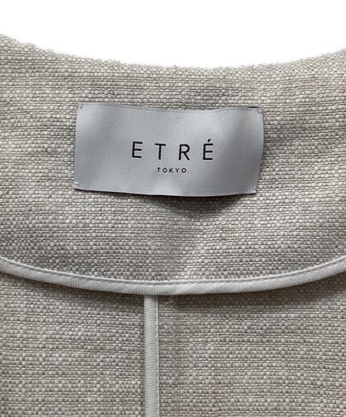 ETRE TOKYO（エトレトウキョウ）ETRE TOKYO (エトレトウキョウ) リネンノーカラージャケット ベージュ サイズ:Ｓの古着・服飾アイテム
