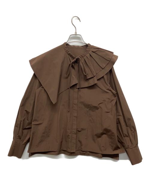 machatt（マチャット）machatt (マチャット) アシンメトリーフリルブラウス ブラウン サイズ:Freeの古着・服飾アイテム