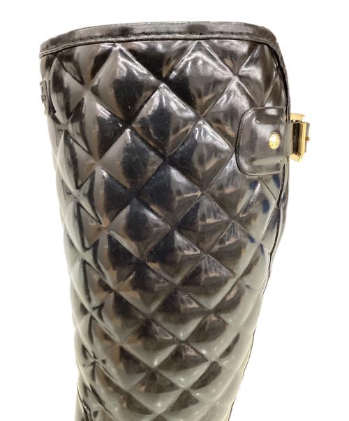 HUNTER（ハンター）HUNTER (ハンター) REFINED GLOSS QUILT TALL　ロングブーツ　レインブーツ ブラック サイズ:UK 5の古着・服飾アイテム