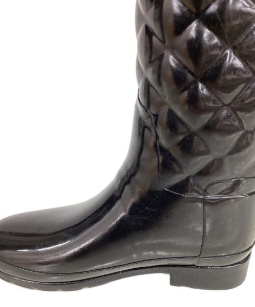 HUNTER（ハンター）HUNTER (ハンター) REFINED GLOSS QUILT TALL　ロングブーツ　レインブーツ ブラック サイズ:UK 5の古着・服飾アイテム