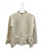UNITED ARROWSユナイテッドアローズ）の古着「3D フラワーモチーフ ニット プルオーバー」｜オフホワイト
