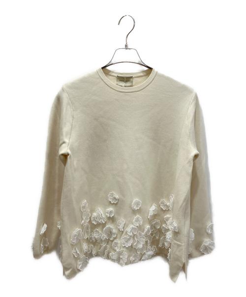 UNITED ARROWS（ユナイテッドアローズ）UNITED ARROWS (ユナイテッドアローズ) 3D フラワーモチーフ ニット プルオーバー オフホワイト サイズ:FREEの古着・服飾アイテム