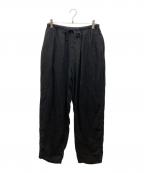 COMOLIコモリ）の古着「リネンWクロス ドローストリングパンツ」｜ブラック