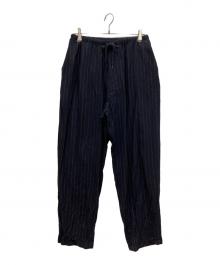 COMOLI（コモリ）の古着「23SS ウールストライプドローストリングパンツ　イージーパンツ」｜ネイビー
