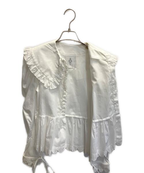 Horror Vacui（ホラー ヴァキュイ）Horror Vacui (ホラー ヴァキュイ) フリルカラーブラウス ホワイト サイズ:XSの古着・服飾アイテム