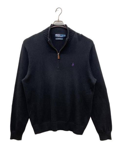 POLO RALPH LAUREN（ポロ・ラルフローレン）POLO RALPH LAUREN (ポロ・ラルフローレン) ハーフジップコットンニット ブラック サイズ:XLの古着・服飾アイテム
