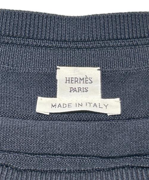 HERMES（エルメス）HERMES (エルメス) シルクコットンニットワンピース ネイビー サイズ:44の古着・服飾アイテム