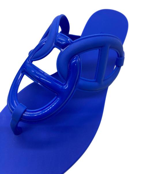 HERMES（エルメス）HERMES (エルメス) エジェリー サンダル ブルー サイズ:37の古着・服飾アイテム