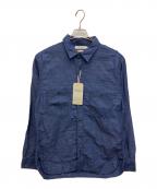 OMNIGODオムニゴッド）の古着「インディゴコットンリネンワークシャツ」｜インディゴ