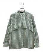TOMORROW LAND collectionトゥモローランドコレクション）の古着「ストレッチブロードストライプ フレアヨークシャツ」｜グリーン