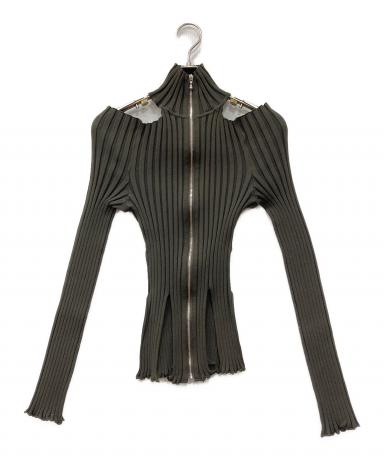 中古・古着通販】FETICO (フェティコ) RIB KNIT SLIT TOP ブラウン