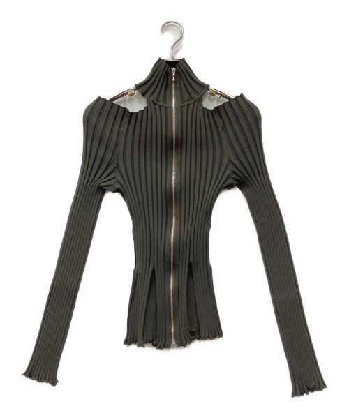 FETICO（フェティコ）FETICO (フェティコ) RIB KNIT SLIT TOP ブラウン サイズ:1の古着・服飾アイテム