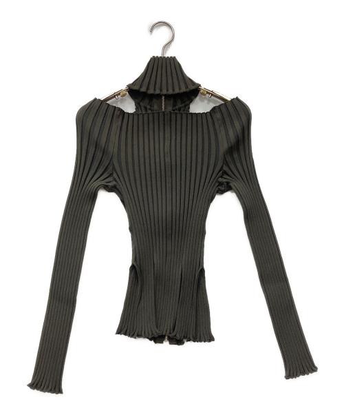 FETICO（フェティコ）FETICO (フェティコ) RIB KNIT SLIT TOP ブラウン サイズ:1の古着・服飾アイテム