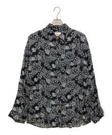MAISON SPECIAL（メゾンスペシャル）の古着「【Italian Dead Stock Fabric】Prime-Over Regular Collar Shirt　長袖レーヨンシャツ」｜ブラック