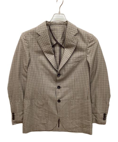 TOMORROW LAND PILGRIM（トゥモローランド ピルグリム）TOMORROW LAND PILGRIM (トゥモローランド ピルグリム) シルクサッカー 段返り3Bテーラードジャケット ベージュ サイズ:46の古着・服飾アイテム