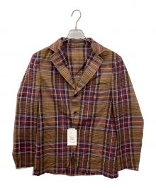 TOMORROW LAND（トゥモローランド）の古着「モールストライプ 段返り3Bテーラードジャケット」｜ブラウン