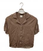 KITHキス）の古着「シルクインオールオーバーロゴオープンカラー半袖シャツ」｜ブラウン