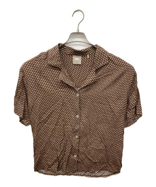 KITH（キス）KITH (キス) シルクインオールオーバーロゴオープンカラー半袖シャツ ブラウン サイズ:Mの古着・服飾アイテム