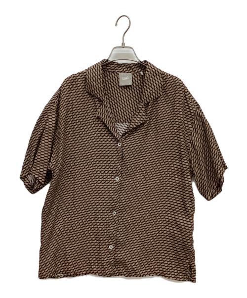 KITH（キス）KITH (キス) シルクインオールオーバーロゴオープンカラー半袖シャツ ブラウン サイズ:Mの古着・服飾アイテム
