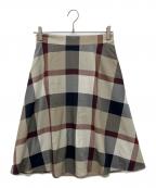 BLUE LABEL CRESTBRIDGEブルーレーベルクレストブリッジ）の古着「クレストブリッジチェックエアリーブロードフレアスカート」｜ベージュ