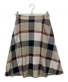 BLUE LABEL CRESTBRIDGE（ブルーレーベルクレストブリッジ）の古着「クレストブリッジチェックエアリーブロードフレアスカート」｜ベージュ