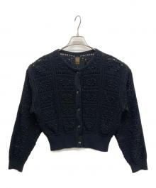 BATONER（バトナ―）の古着「グラッシー レース クルーネック カーディガン」｜ブラック